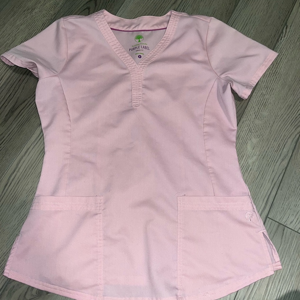 Purple Label Pink Scrub Top